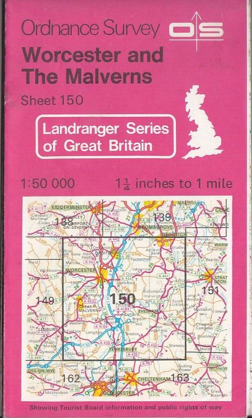 Ordnance Survey 1:50,000 Map Landranger Sheet 150 Worcester and The Malverns