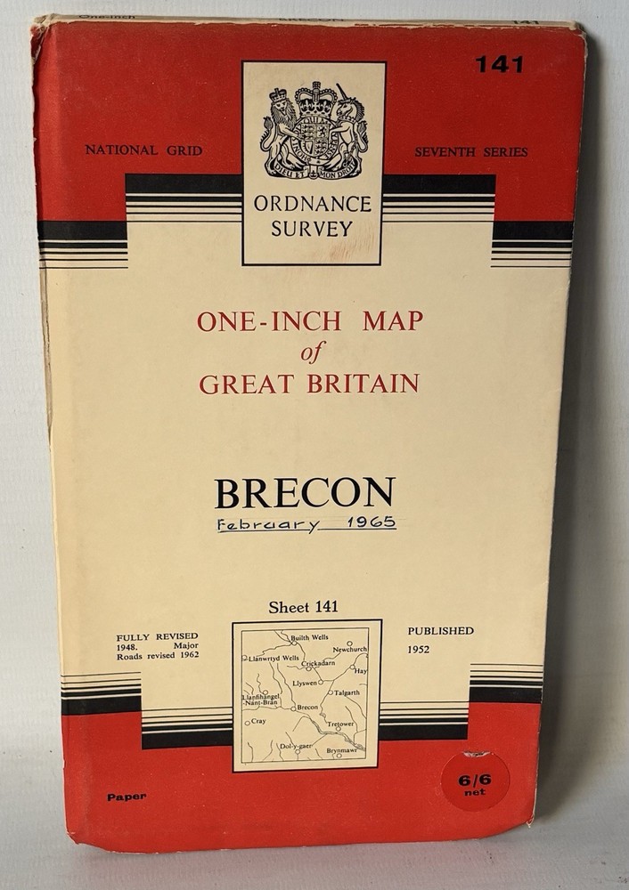 Ordnance Survey One Inch Map – Brecon – Sheet 141 – 1962