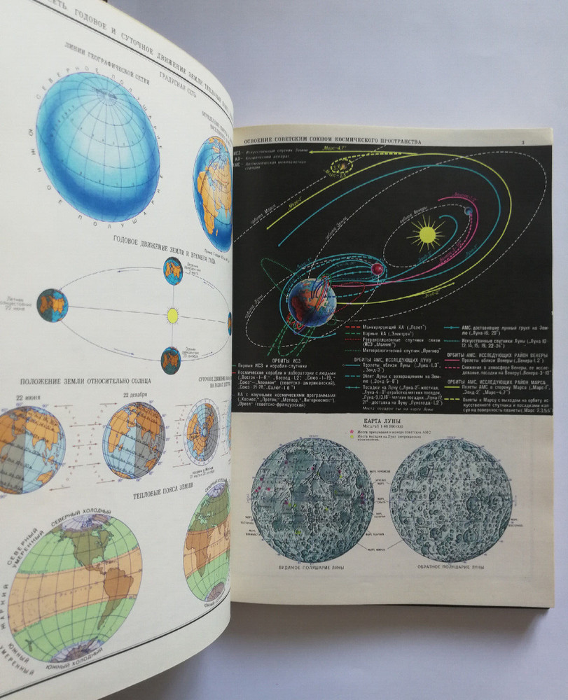 Large Soviet World Atlas Maps russian book 1970s USSR. Атлас Мира Карты. СССР