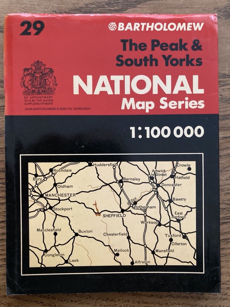 Bartholomew National Map Series 1:100 000 The Peak & South Yorks 29