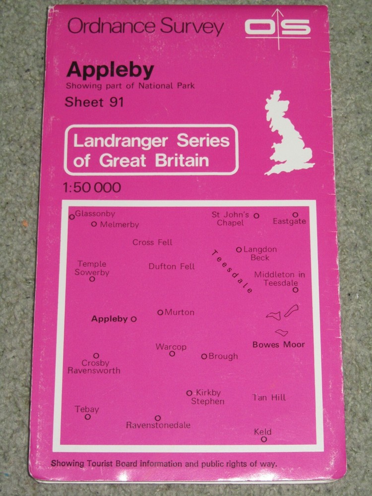 OS Ordnance Survey Landranger Map Sheet 91 Appleby – 1982