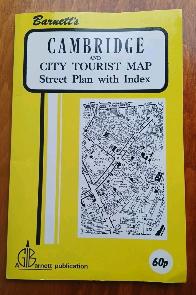 Vintage Barnett’s Street Plan of Cambridge City Tourist map 1970s/80s