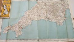 Vintage Bartholomews Quarter Inch Cloth Map, Sheet 23, Plymouth-Lands End, 1954