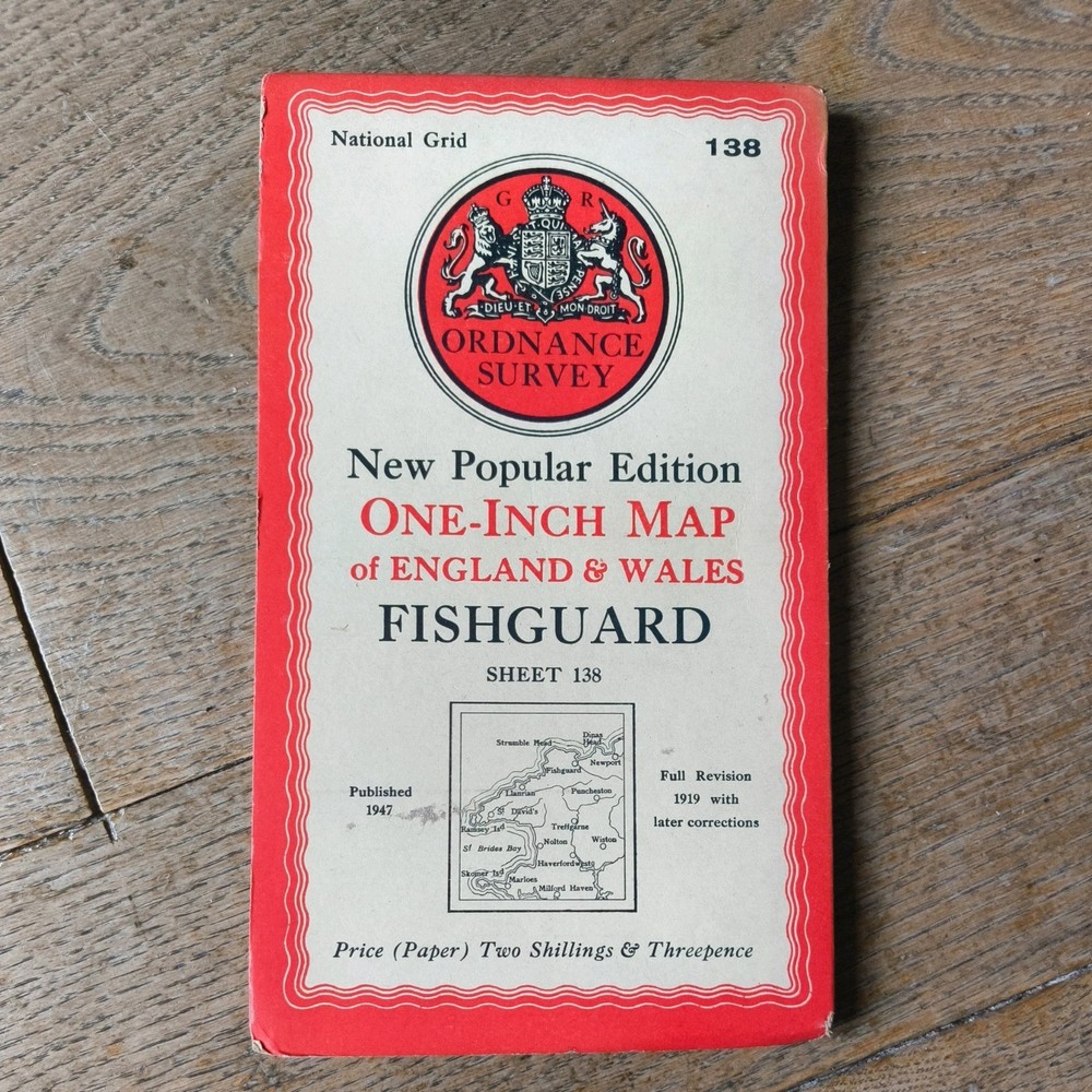 OS One Inch Map -Fishguard – Sheet 138 – 1947 – Ordnance Survey