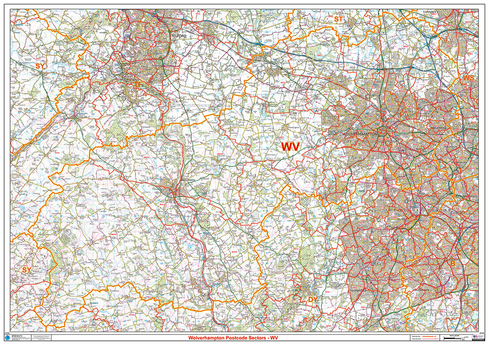 (G124) Map of Wolverhampton Postcodes, Postcode Sectors Map of Wolverhampton