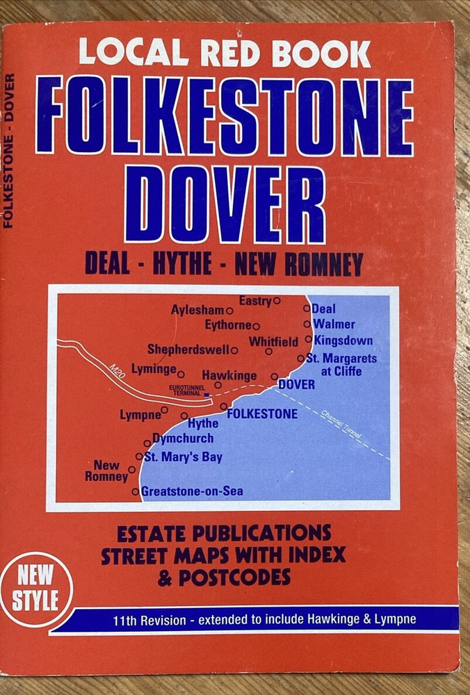 1998 LOCAL RED MAP BOOK FOLKESTONE DOVER DEAL HYTHE NEW ROMNEY 11th REVISION