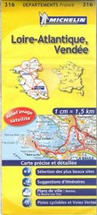 Michelin Map-Loire Atlantique,Vendee-Scale 1cm=1.5km-both sides Nantes,Niort etc
