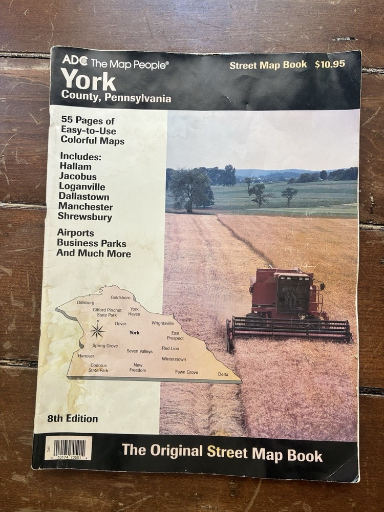 ADC York County PA 8th Edition Street Map Book Atlas Vintage