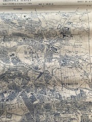 Vintage 1957 OS Large Scale National Grid Map Of Plymouth & Devonport