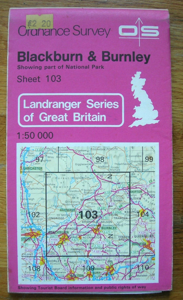 OS Ordnance Survey Landranger Sheet 103 Blackburn & Burnley, 1:50,000, 1981