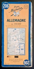 Vintage Michelin Map 206: Allemagne (Germany) • Stuttgart, Ulm, Konstanz.
