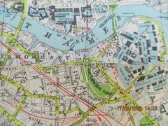 Bacon’s Ruby Map of London & Suburbs, with Index & Strangers Guide, c1948