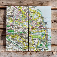 OS Map Ceramic Four Coaster Set – The Broads (General merchandise)