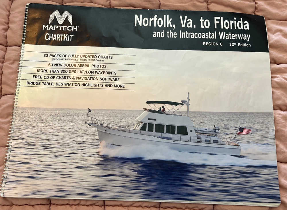 Maptech ChartKit Nautical Charts Maps Book Norfolk VA to Florida 10th Edition/CD
