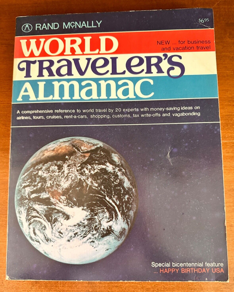 Vintage 1975 Rand McNally World Traveler’s Almanac Guide By Bill Muster