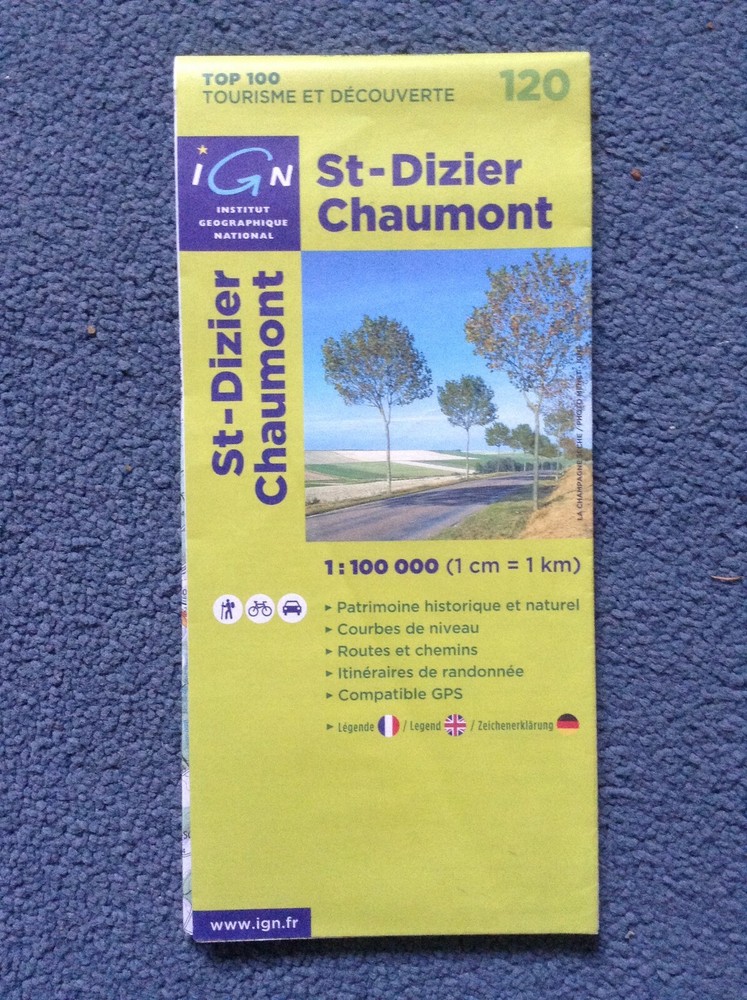 IGN Map No. 120 – ST-DIZIER CHAUMONT – With Free Post