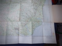 1930s Ordnance Survey Road Map of Bury St. Edmunds & Ipswich – 1/2″ to 1 Mile
