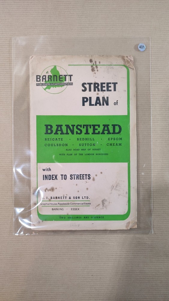 401 – Barnett Street Plan of Banstead & Surrey Map – Vintage Booklet