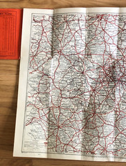 Vintage 1960s road map, 50 miles about Birmingham, Geographia, cloth backed