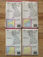 Four vintage Ordnance Survey folded maps of south-west England, 1970s?