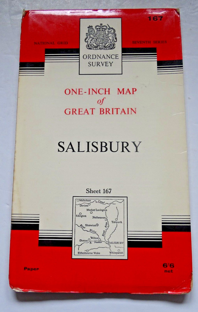 Ordnance Survey Map – 7th Series – Salisbury – Sheet 167 -Published 1956 – Paper
