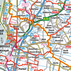 (G32) Map of Taunton TA Postcode Sectors, Poster of Taunton Postcodes