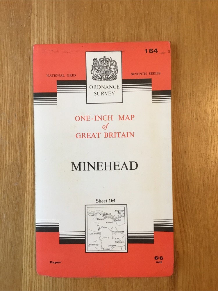 1966 Ordnance Survey One Inch Seventh Series Map 164 Minehead (incl Dunster )