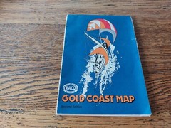 RACQ Gold Coast QLD, Vintage Large paper folded map Parasailing Retro Cover