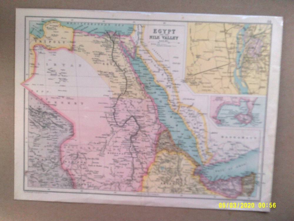 Antique Map. EGYPT and the NILE VALLEY. Bartholomew. c1909. VG.