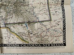 1948 Nat Geographic Magazine, Large Paper Map, South Western United States