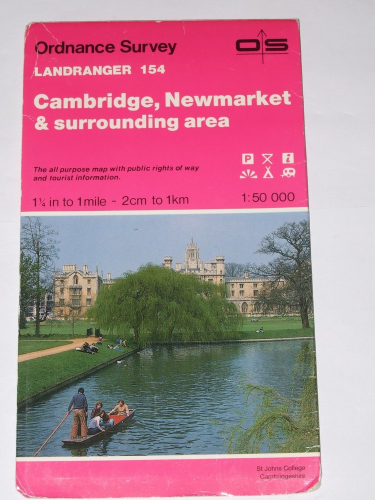 ORDNANCE SURVEY LANDRANGER MAP CAMBRIDGE & NEWMARKET AREA SHEET 154 VGC