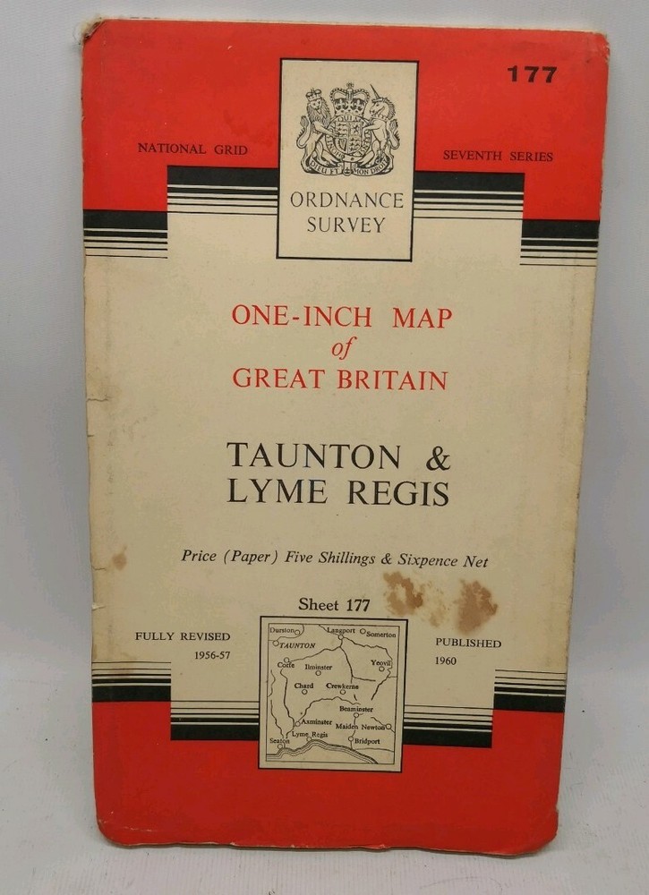 1960 Ordnance Survey One Inch Map – Taunton & Lyme Regis – Sheet 177 – Yeovil