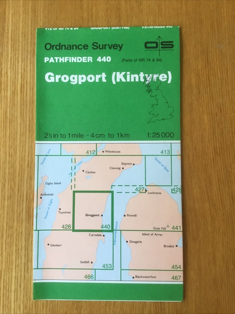 1989 Ordnance Survey Pathfinder Map 440 NR 74 & 84 Grogport ( Kintyre )
