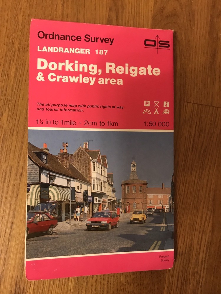 Ordnance Survey Map Sheet 187 – Dorking Reigate & Crawley Area