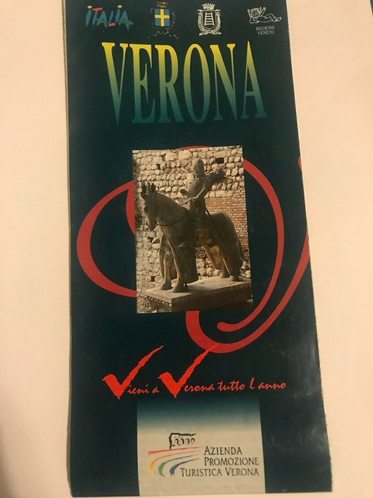 Rare Map & Travel/Tourist Brochure Of Verona, Italy Travel Guide Excellent Cond.