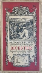 1932 Ordnance Survey One Inch Contoured Road Cloth Map 94 Bicester & Buckingham