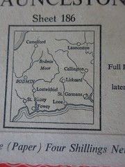 VINTAGE OS MAP BODMIN LAUNCESTON CAMELFORD LISKEARD LOOE FOWEY LOSTWITHIEL 1946