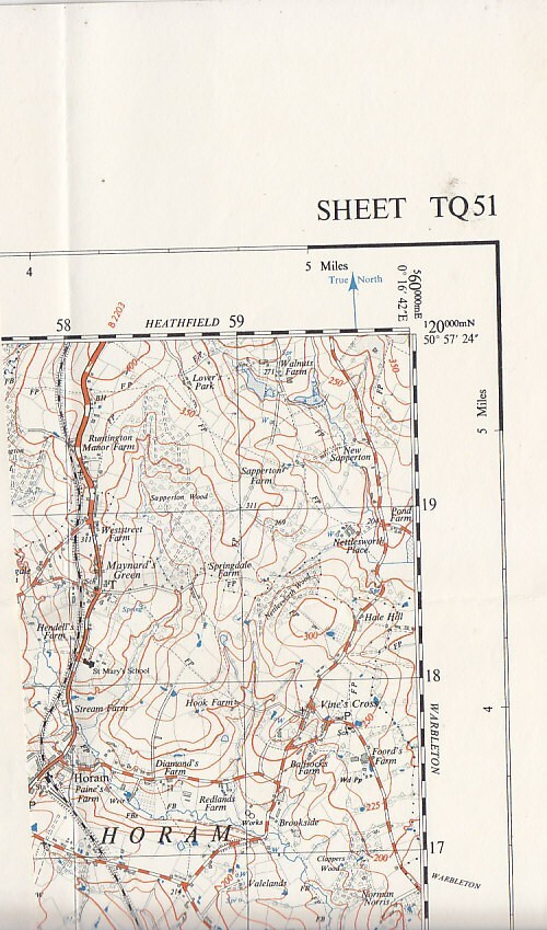 Ordnance Survey (OS) 1:25,000 First Series Map Sheet TQ 51 East Hoathly