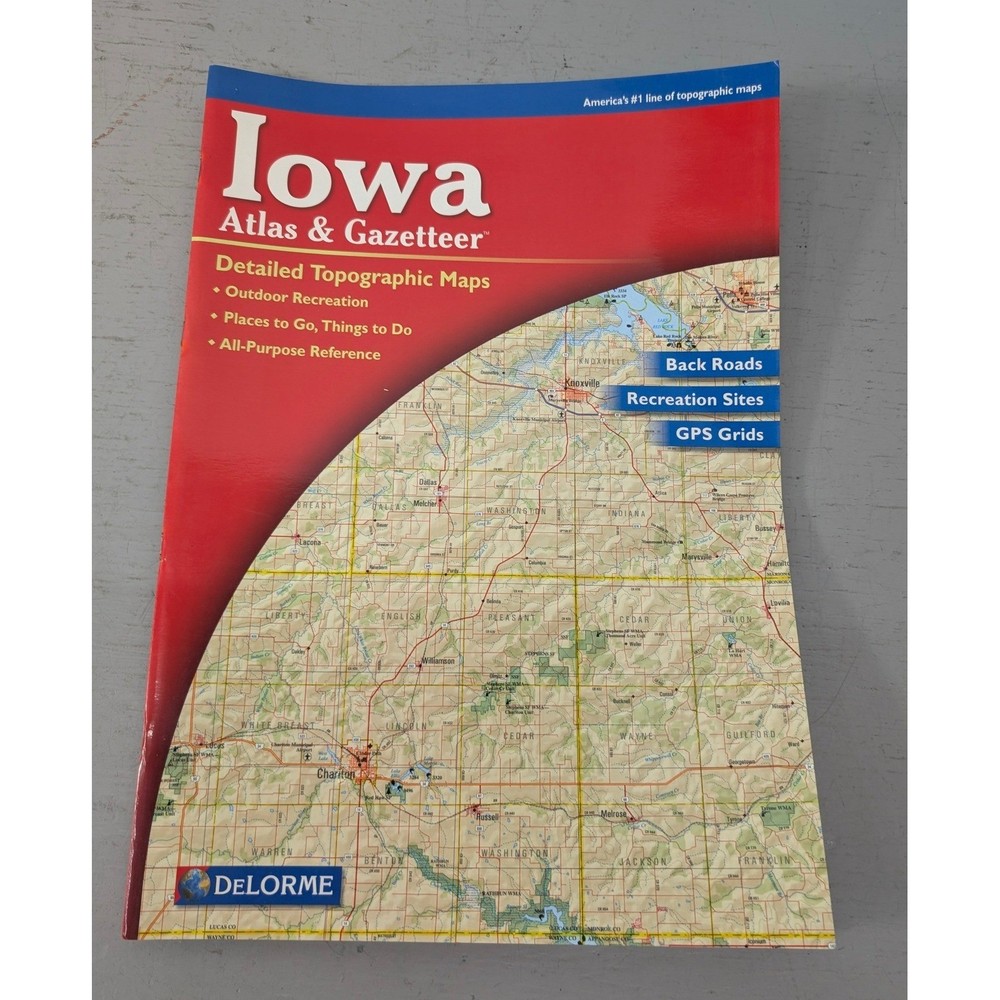IOWA Atlas & Gazetteer Delorme Topo Maps Back Roads GPS Grids 2001 2nd Edition