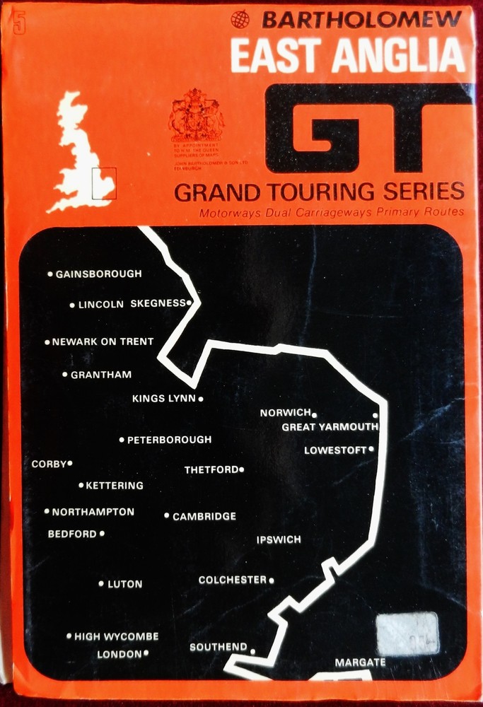 BARTHOLOMEW 1977 5 GRAND TOURING PAPER MAP SERIES EAST ANGLIA 4 MILES-1 INCH