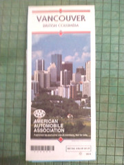 VANCOUVER British Columbia Canada Paper Fold-out MAP 1993 AAA Trip Planning Aid
