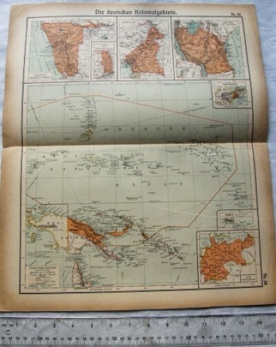 Vintage: German Engraved map 26 Die deutschen Kolonialgebiete