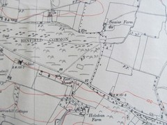 VINTAGE OS MAP OF HENFIELD AREA SUSSEX 1951 SIX INCHES – ONE MILE