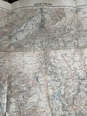 Antique vintage , rambling walking Map ,Switzerland, Chur-thusis