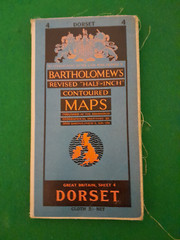 BARTHOLOMEWS CLOTH HALF-INCH CONTOURED MAP DORSET SHEET 4 C 1953