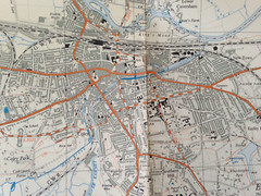 Ordnance Survey Map Reading region 1947 vintage 2.5 inches to 1 mile