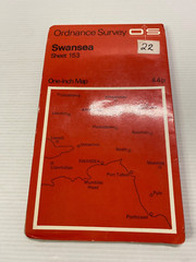 One Inch Ordnance Survey Map Sheet 153 Swansea 1972 Paper – Vintage Foldout