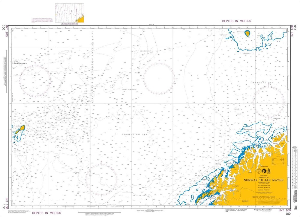 Norwegian Sea-Norway to Jan Mayen (OMEGA) | Waterproof NGA Chart 100