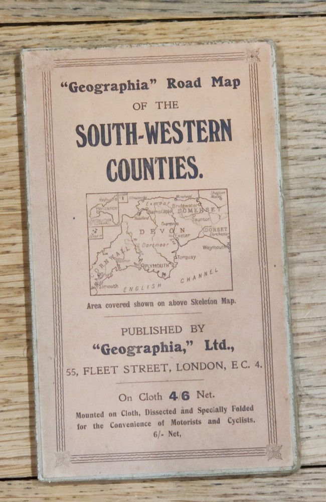 Geographia Road Map Of The SOUTH-WESTERN COUNTIES Revised 1921