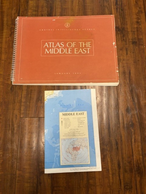 RARE Central Intelligence Agency CIA Atlas of the Middle East 1993 + 2 Sided Map